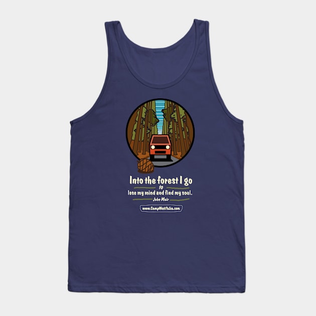 Campervan in Redwood Forest, dark Tank Top by CampWestfalia